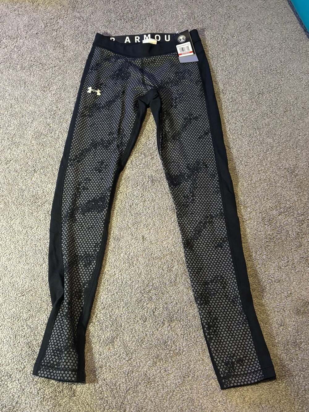 Under Armour Leggings Women's Size XS Black Gray Athletic Wear Gym Exercise NWT